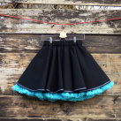 FuFu sukně černá s lemem a s tyrkysovou spodničkou