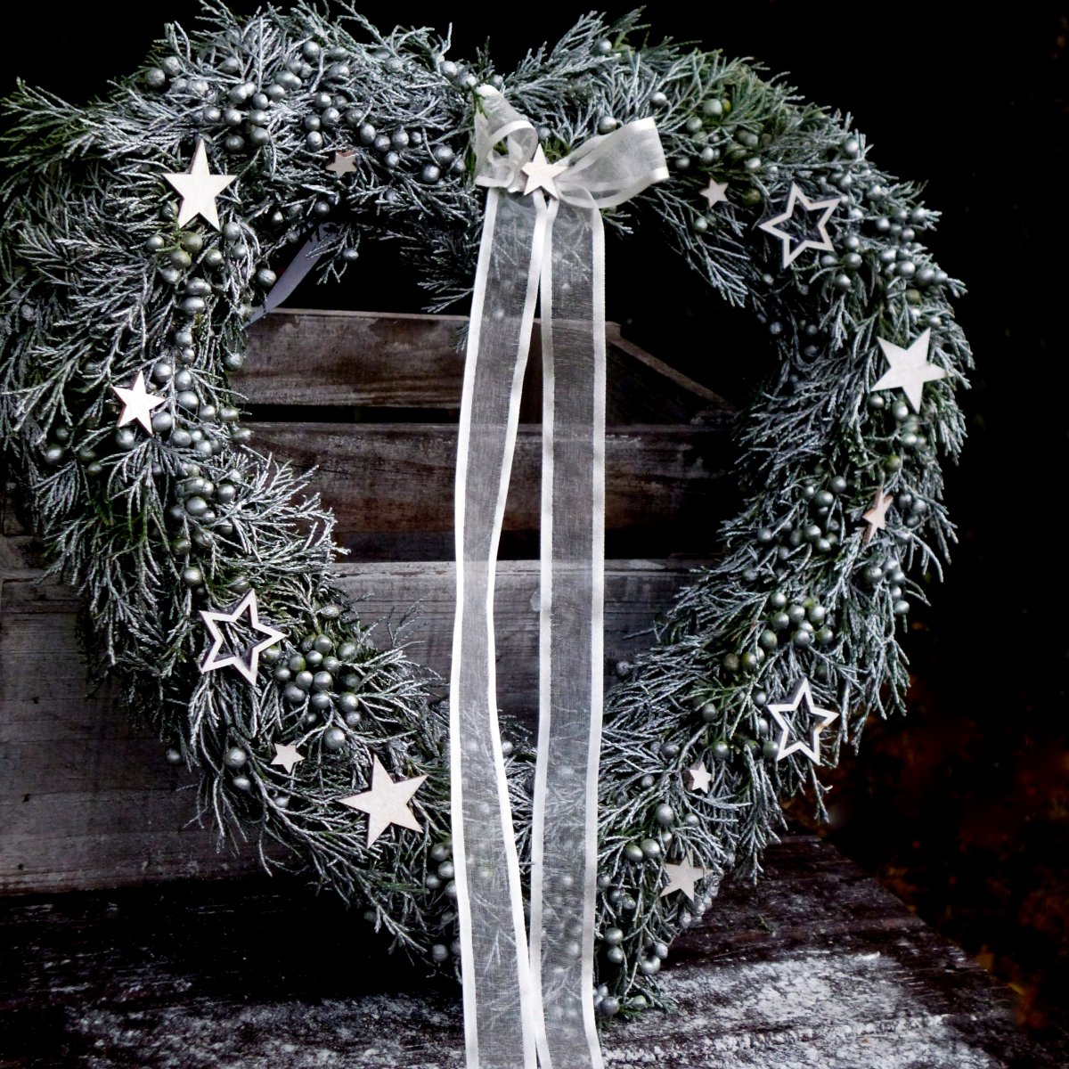 Srdce plné hvězd stříbrné_33 cm