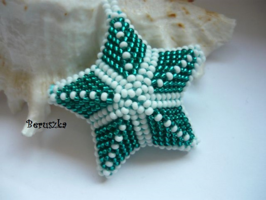 Vánoční 3D hvězdička - tyrkysovo-bílá