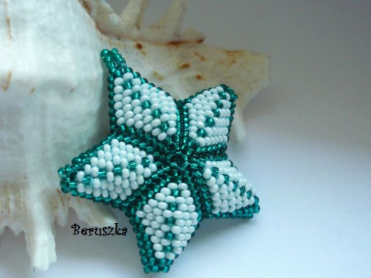 Vánoční 3D hvězda - bílá s tyrkysovou