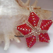 Vánoční 3D hvězda - stříbrná s červenou