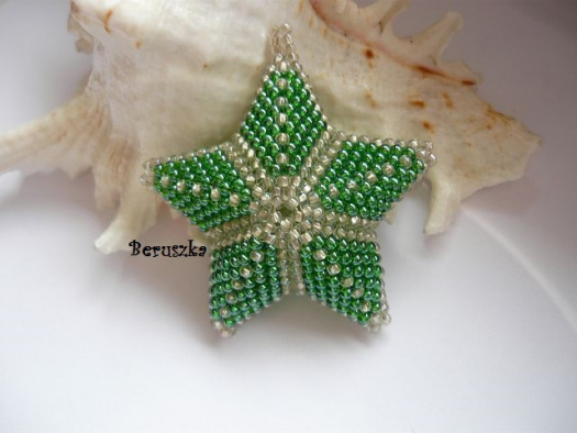 Vánoční 3D hvězda - stříbrná se zelenou