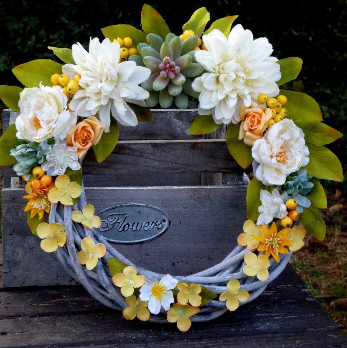 Sluníčkový věnec na dveře