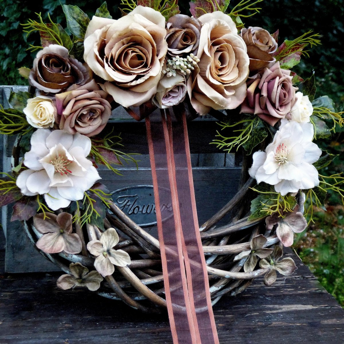 Věnec v kávových odstínech