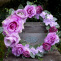 Věnec s růžovofialovými květy  35 cm