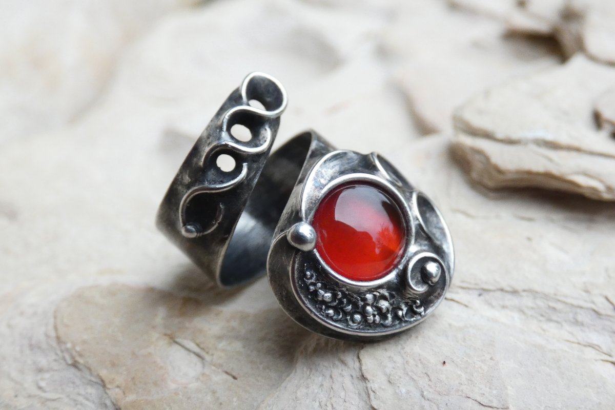 Prsten s achátem oranžovým