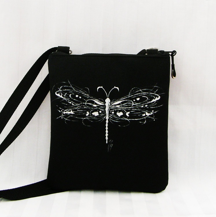 malá crossbody -stříbrná vážka