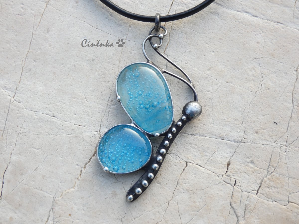 Motýl - náhrdelník,fusing.sklo