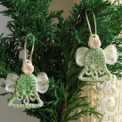 Něžní Andílci v zeleném  * Vánoční dekorace*