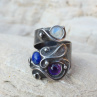 Měsíční kámen,lapis lazuli, ametyst -prsten z cínu
