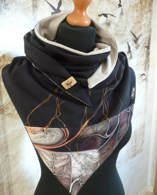  Úpletová šátko-šála s ruční malbou