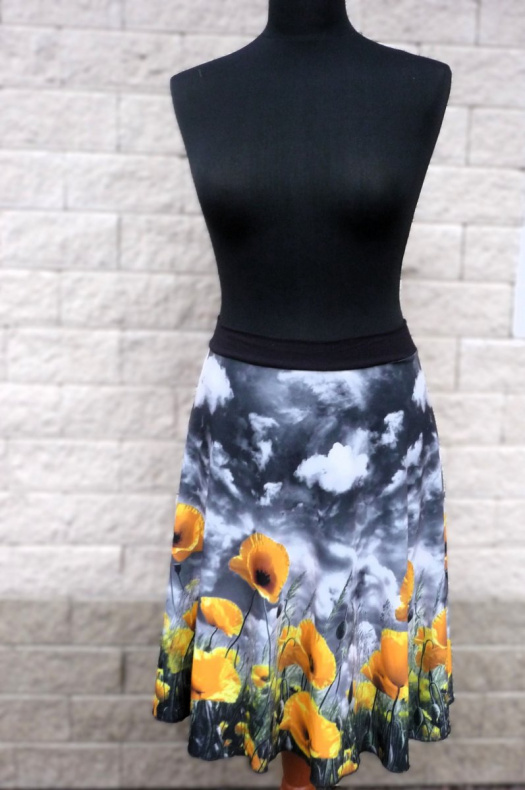 Úpletová půlkolová sukně