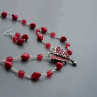 Červený náhrdelník s náušnicemi - perličky & motýl