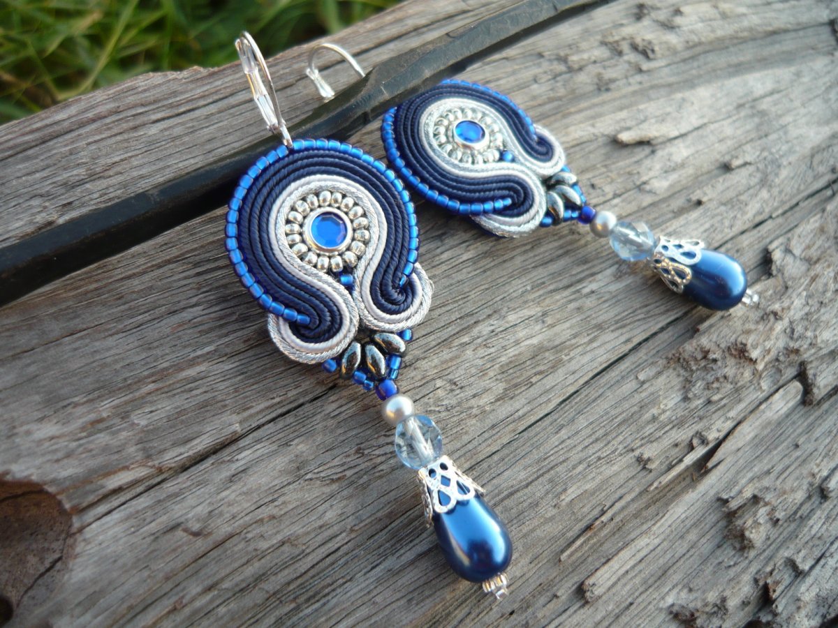 Soutache náušnice Ice River