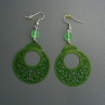 Zelené kruhy s ornamenty - lehoučké náušnice