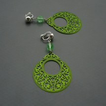Zelené kruhy s ornamenty - lehoučké klipsy