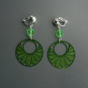Zelené koužky s ornamenty - lehoučké klipsy