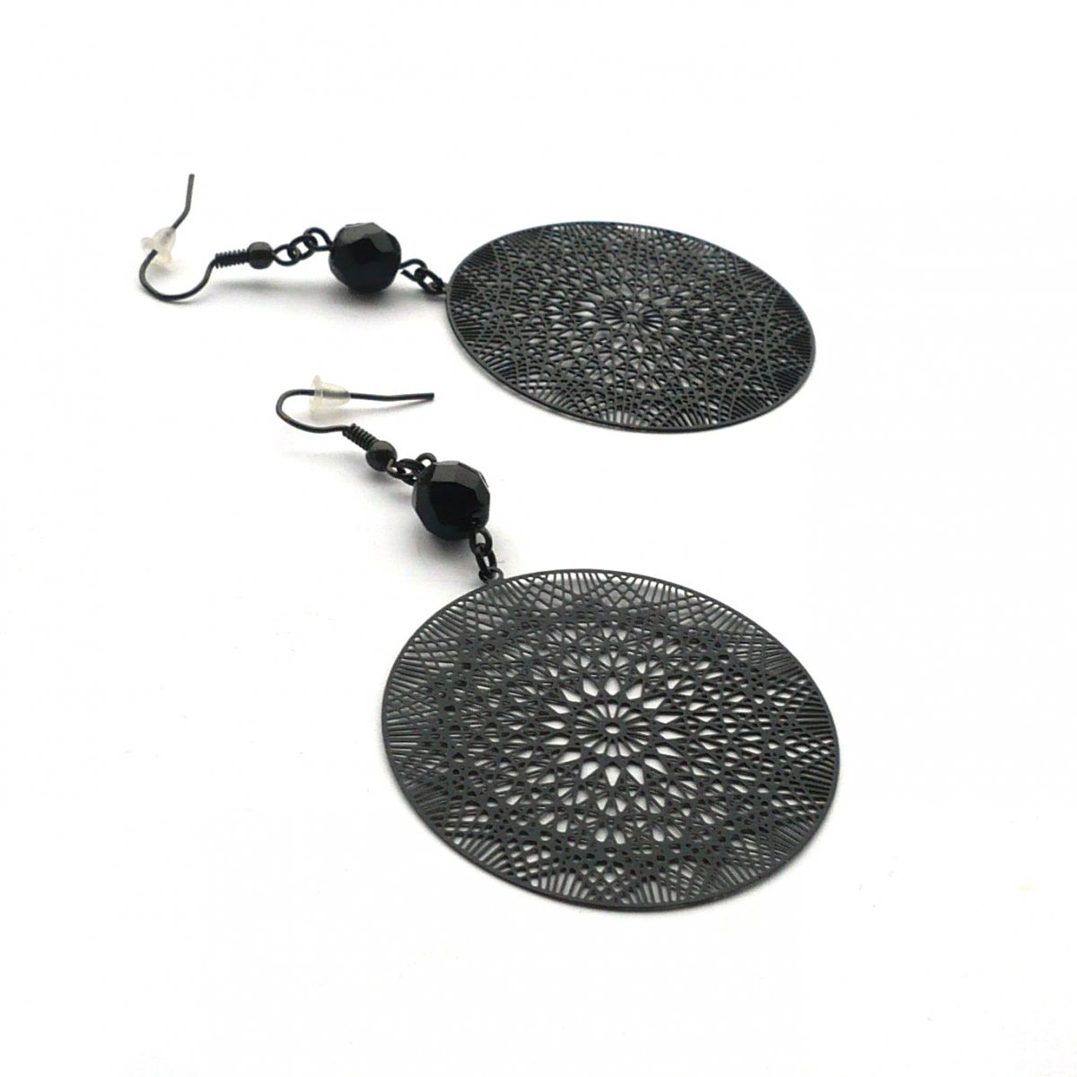 Pavučinky černé - lehoučké náušnice