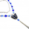 Modrý dlouhý náhrdelník s kamínkovým motýlkem