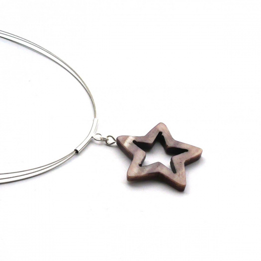 Perleťový náhrdelník - stříbrnošedofialová hvězda