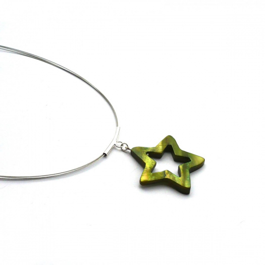 Perleťový náhrdelník - zelená hvězda