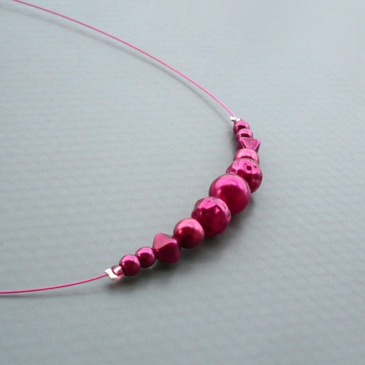 Fuchsiové perličky - náhrdelník - střed