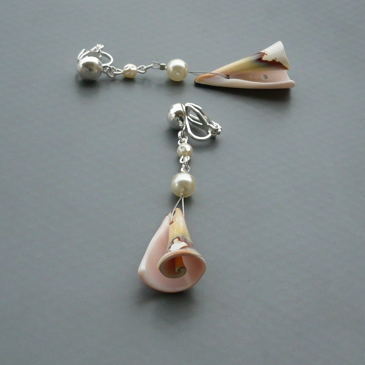 Šumění moře - klipsové náušnice