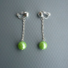Jarně zelená velká perlička na řetízku - klipsy