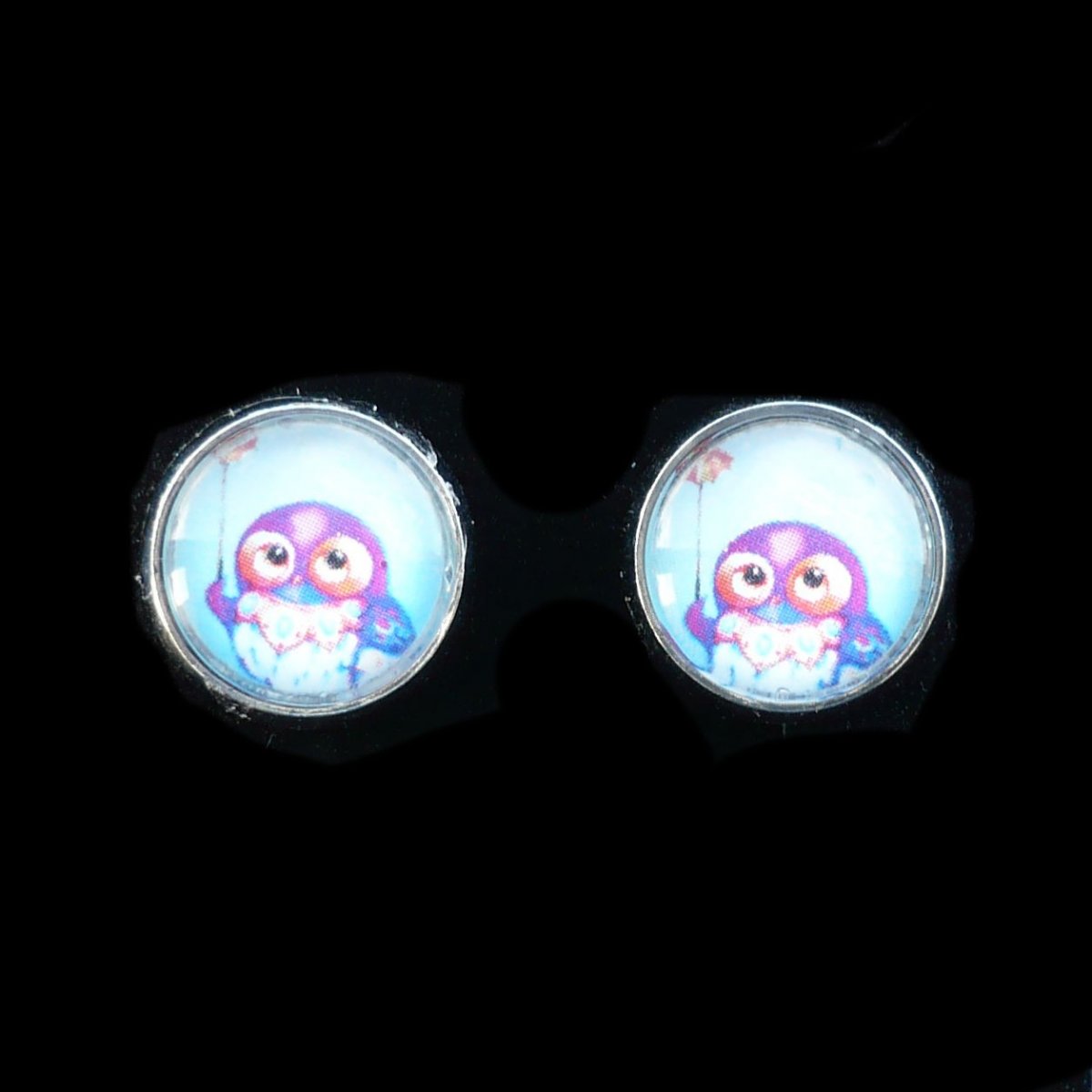 Fialová sovička - náušnice pecky