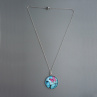 Dvoumotýlkový blue pink přívěsek na nerez řetízku