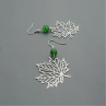 Javorové listy stříbrné zelené - lehoučké náušnice