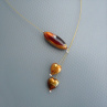 Zlato-hnědý jednoduchý náhrdelník - srdíčka