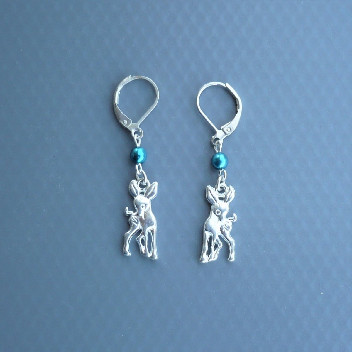 Koloušek & tyrkyso perlička -uzavíratelné náušnice