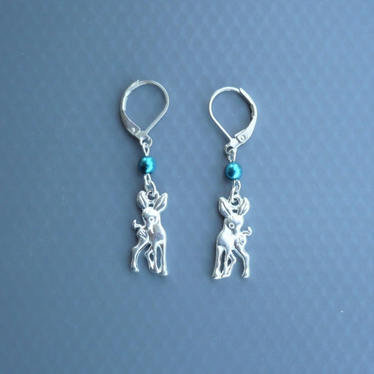 Koloušek & tyrkyso perlička -uzavíratelné náušnice