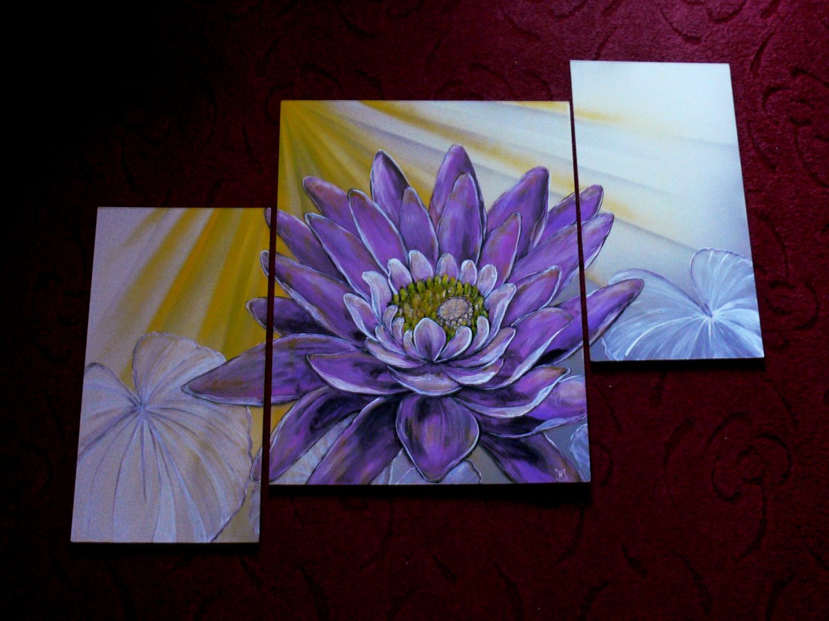 Ručně malovaný tří dílný obraz