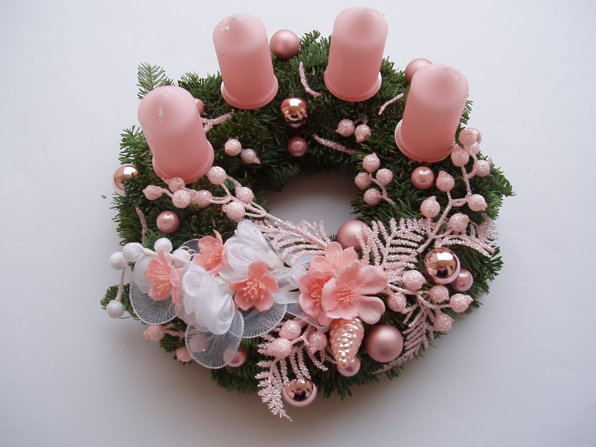 Adventní věnec-růžový