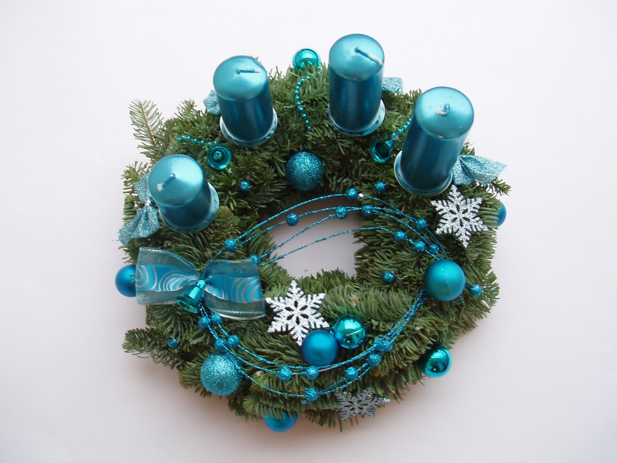 Adventní věnec-tyrkysový