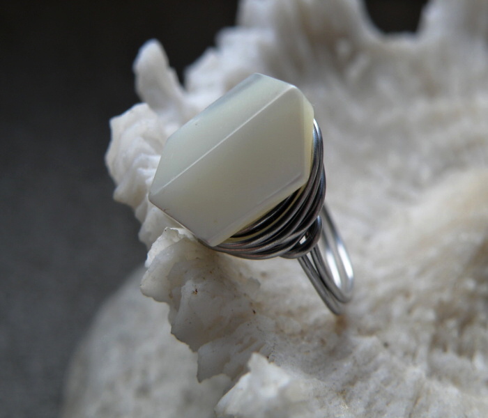 Prsten - perleť v nerezu