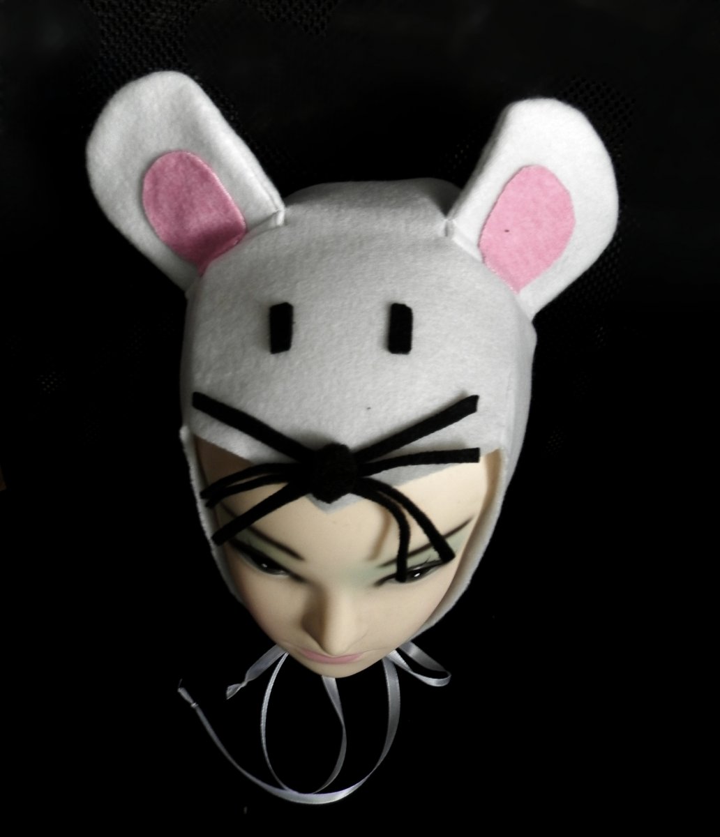 maska myška čepec+ocásek sv .šedá