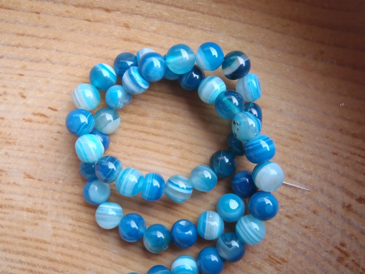 modrý achát - korálky 8mm