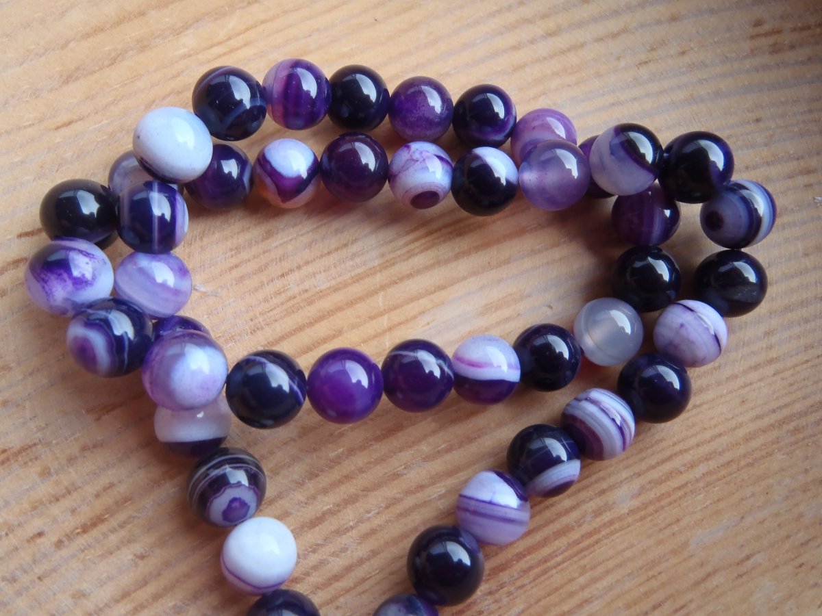 fialový achát - korálky 8mm