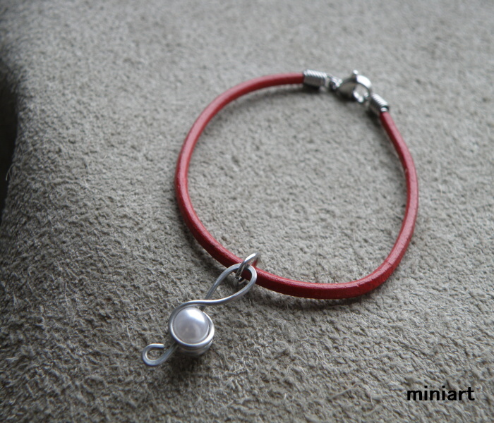 Náramek -kůže - nerez - housláček