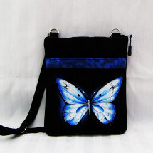 malá crossbody s kapsou-modrý motýl 