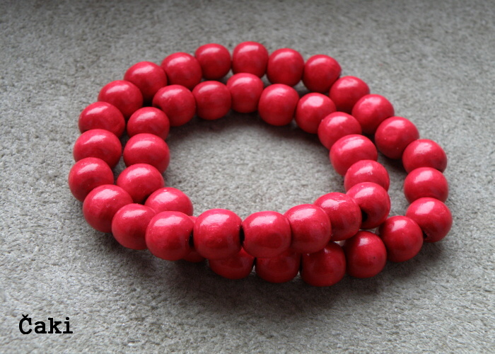 Náhrdelník - dřevo - červené korále
