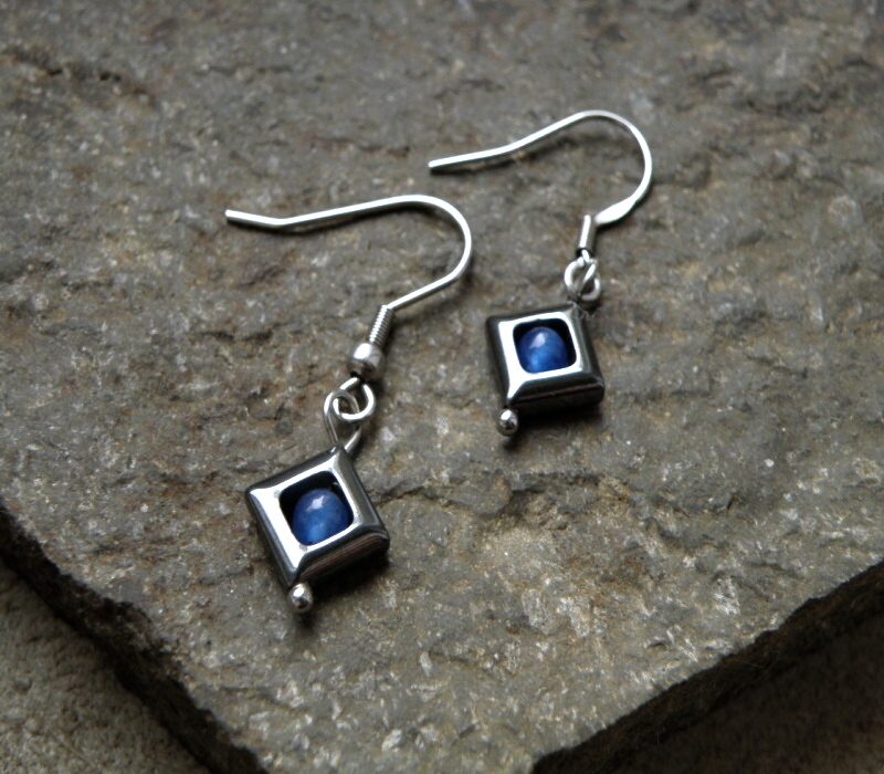 Naušnice - nerez - hematitky ,jadeit