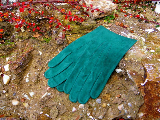 Zelené kožené pánské rukavice