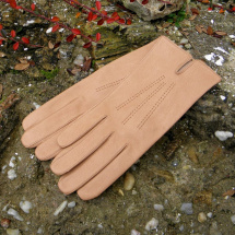 Béžové dámské kožené rukavice s hedvábnou podšívkou