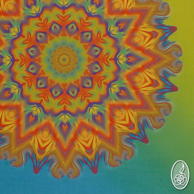 Autorská látka s barevnou mandalou