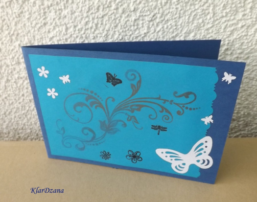Přání "peněženka" modré s motýlem