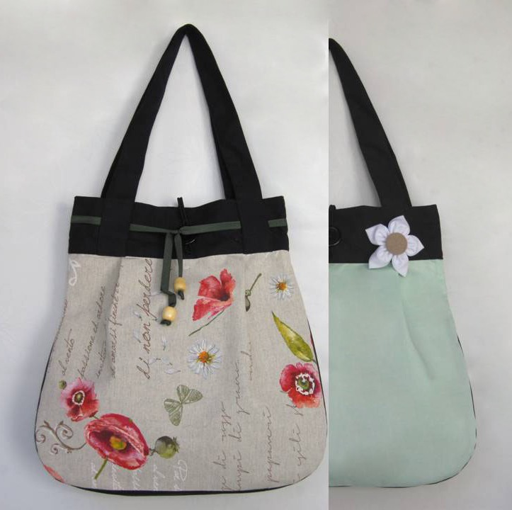  Vlčí máky se zelenou OBOUSTRANNÁ taška 2v1